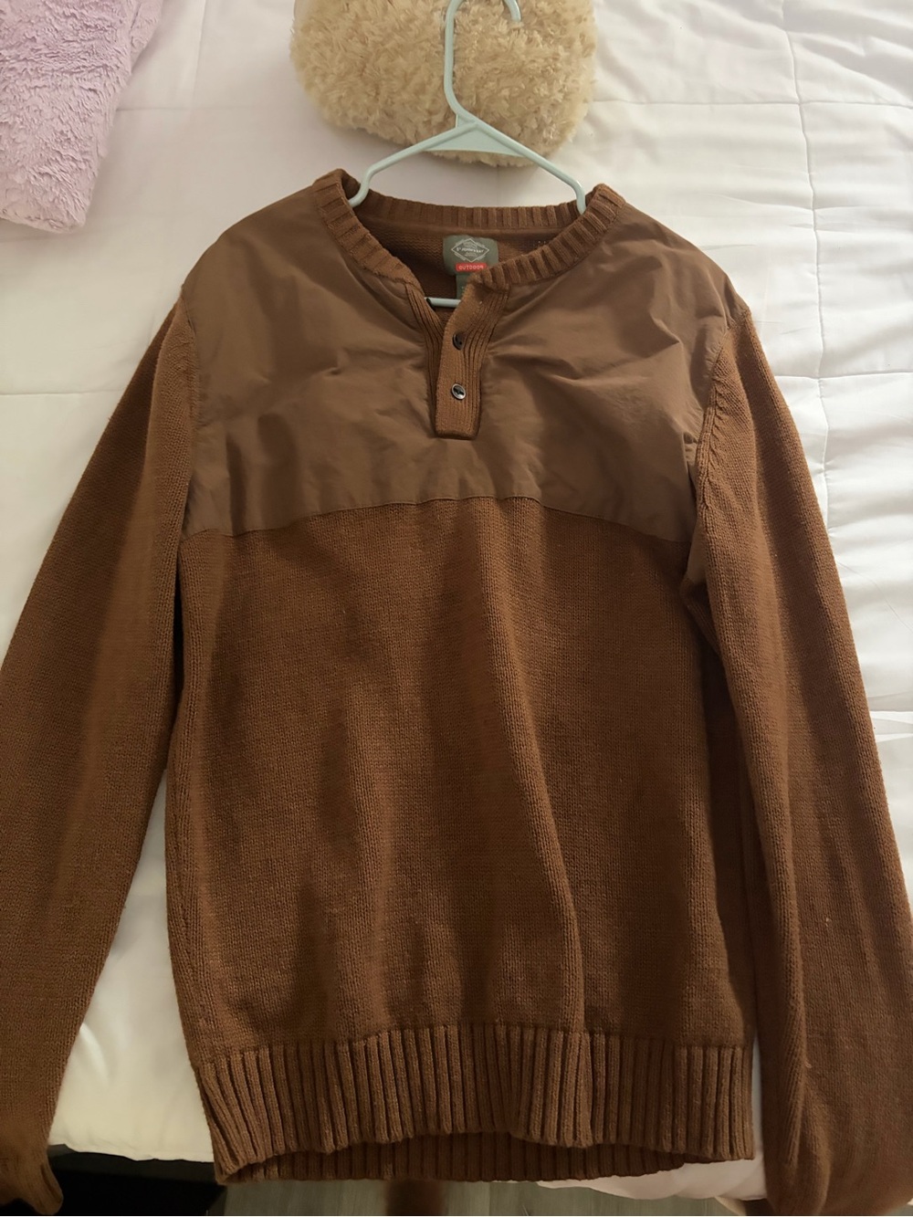 St. John's Bay Brown Crewneck Henley Sweater